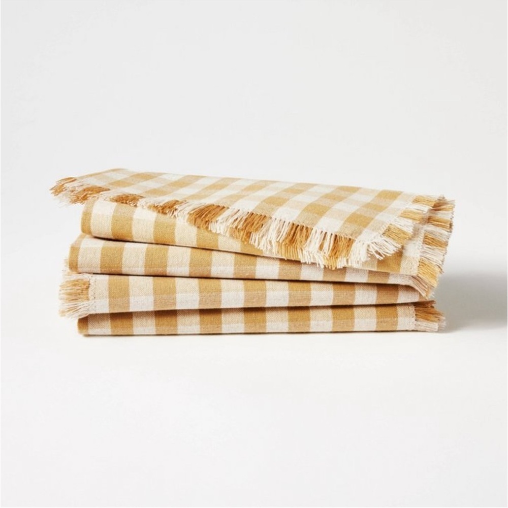 Studio McGee 4pk Basket Tan Gingham Napkins